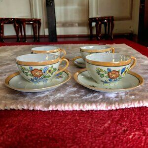 VINTAGE NIPPON (8pc) Luster Ware China Tea Cups and Plates